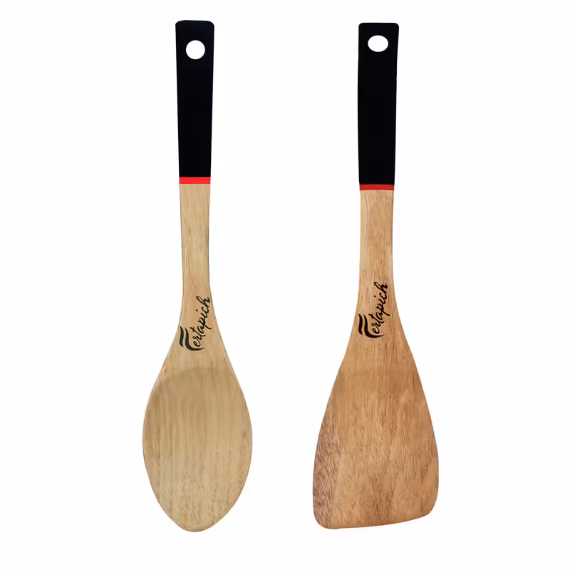 سرویس کفگیر و ملاقه 2 پارچه فرتاپیچ مدل چوبی کد 044 | کالا مکس