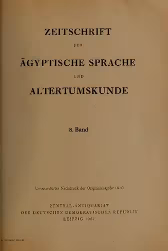 خرید و دانلود نسخه کامل کتاب Zeitschrift für Ägyptische Sprache und Altertumskunde
