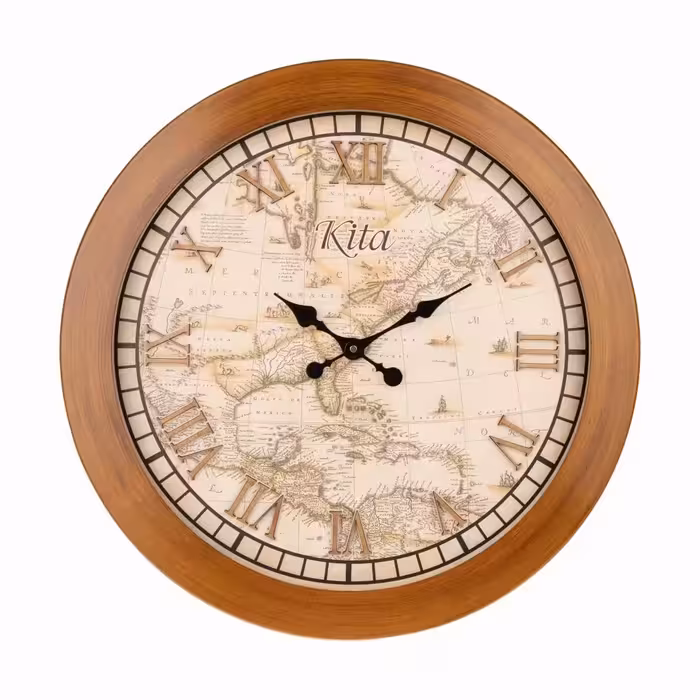 ساعت دیواری چوب و چرم مدل آنتیک کد 704