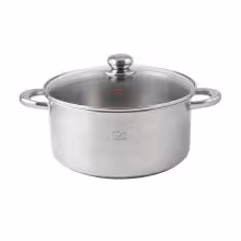 قابلمه پارس استیل سایز 28 کف سه لایه با درب پیرکس