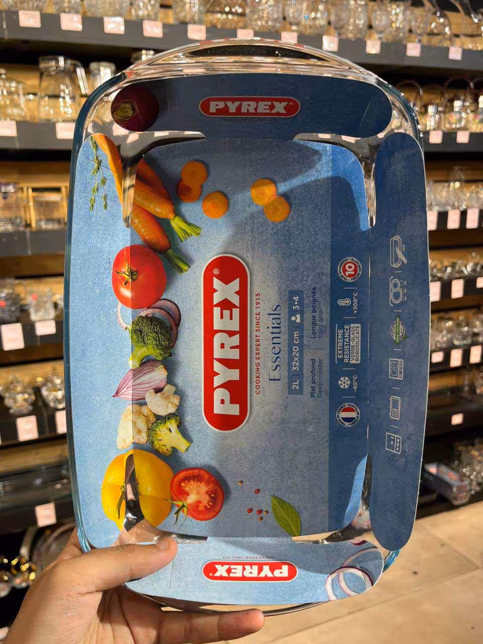 تابه مستطیل پیرکس فرانسه سایز 22*35