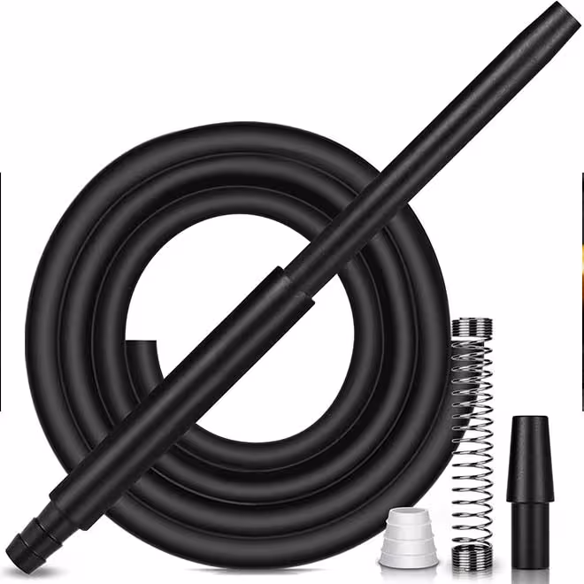 شلنگ قلیان کوکی با لوازم جانبی با نوک خرطومی سیلیکونی با نازل و فنر برش دار ضد پیچ ​​خوردگی مشکی H05