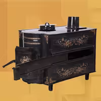 بخاری هیزمی سه منظوره لعاب دار ( بخاری هیزمی - کباب پز - غذا ساز)