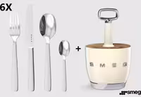 استند   شش دست قاشق چنگال اسمگ کرم و مشکی و آبی