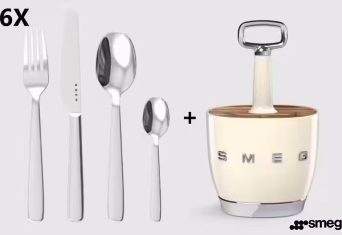 استند   شش دست قاشق چنگال اسمگ کرم و مشکی و آبی