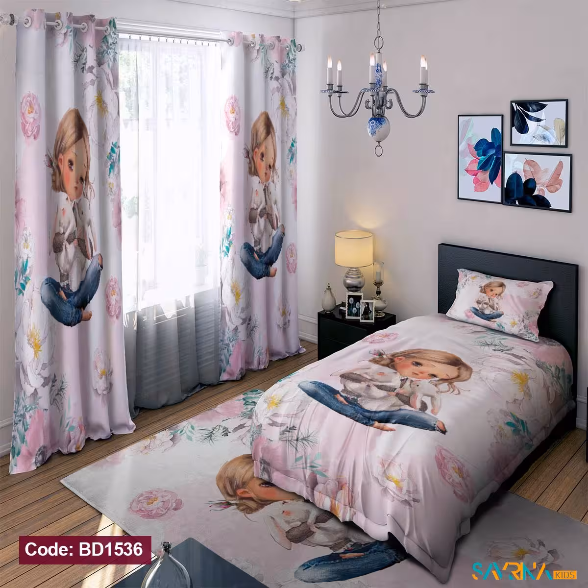 ست اتاق خواب دخترانه طرح دختر ارام کد BD1536