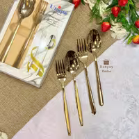 ست قاشق و چنگال استیل، طرح طلا، برند یونیک