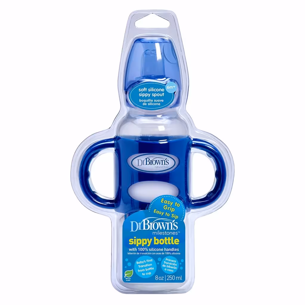 لیوان آبمیوه خوری دسته دار 250 میل آبی دکتر براون