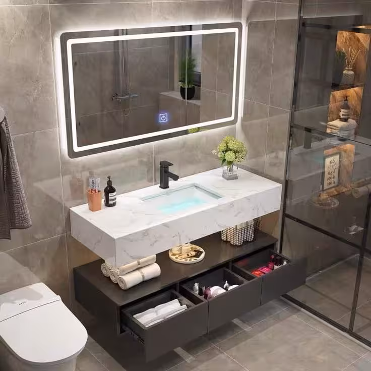 روشویی سرامیکی و آینه  مدل باراک 120 سانتی متر