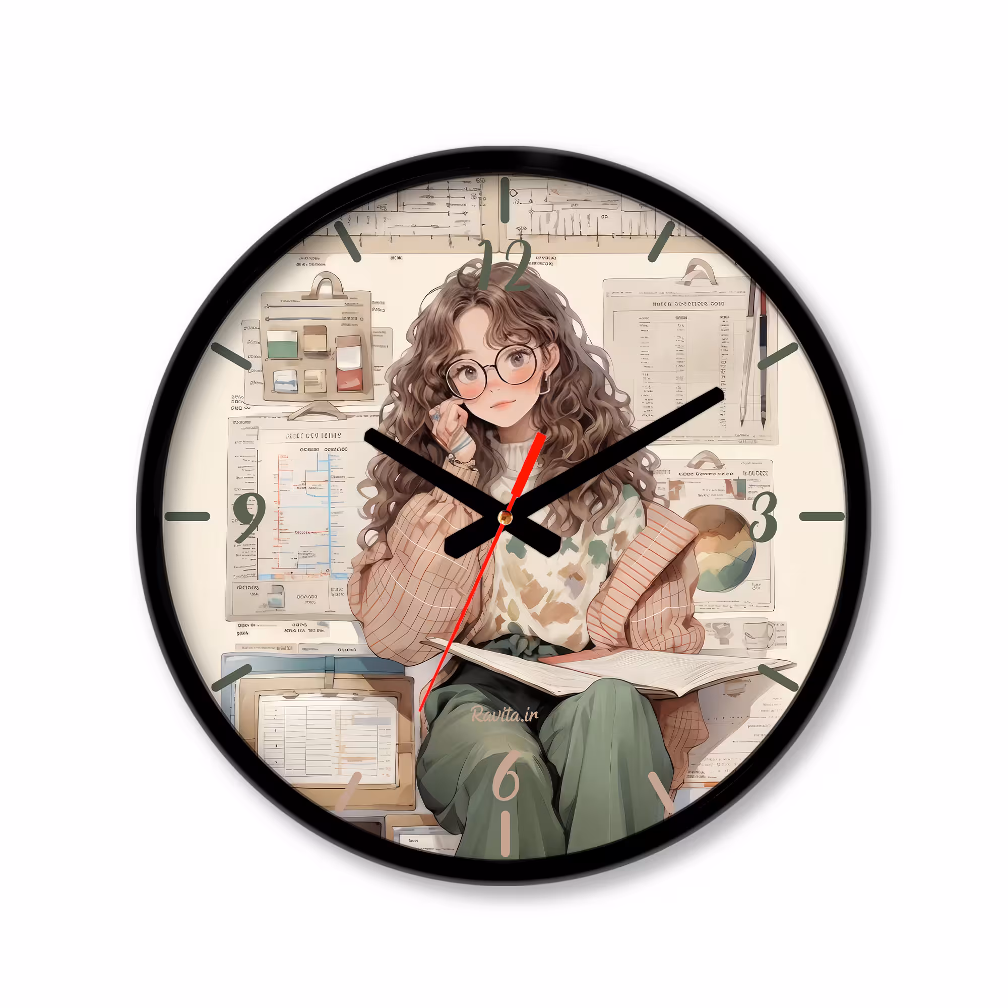 ساعت دیواری کوچک راویتا طرح دختر کد 3572