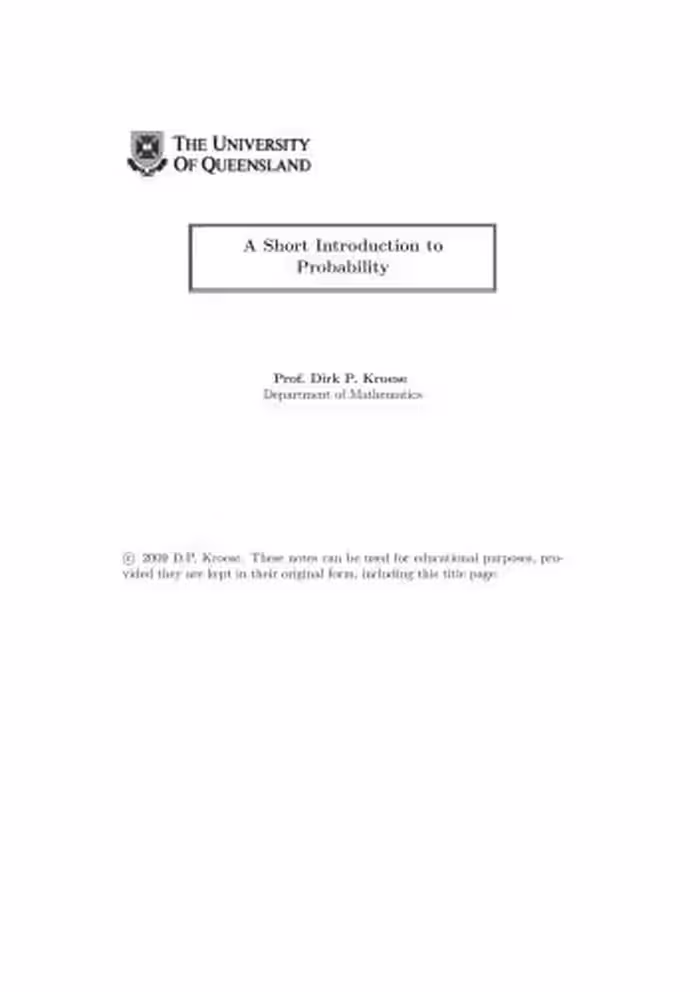 خرید و دانلود نسخه کامل کتاب A Short Introduction to Probability