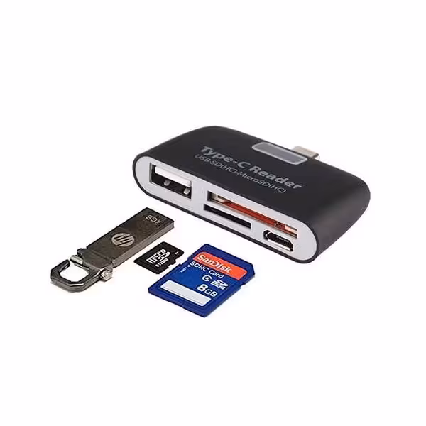 تبدیل تایپ سی به رم ریدر و هاب – Type C Card Reder  USB