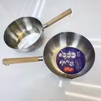 شیرجوش استیل دسته چوبی
