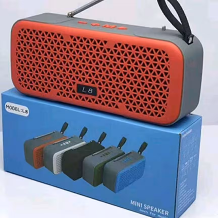 اسپیکر بلوتوثی  L8   دارای موج رادیویی  . رنگ قرمز 