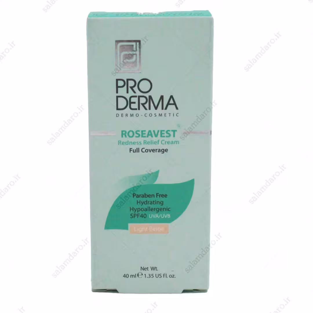 کرم مرطوب کننده رنگی پرودرما SPF40 بژ روشن پوست معمولی و حساس (40 میل)