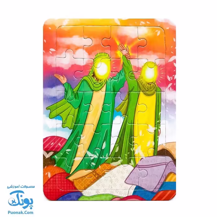 پازل مذهبی عید غدیر (طرح بیعت آسمانی) پشت وایت بردی (بسته 10 عددی)