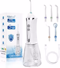 واترجت دندان برند H2ofloss بی سیم مدل HF-6 ، شستشوی دهان ضد آب IPX7 در 5 حالت، ن مخزن آب 300 میلی لیتری (سفید و مشگی) (بار آمازون) برند شناخته شده اورجینال و کیفیت عالی
