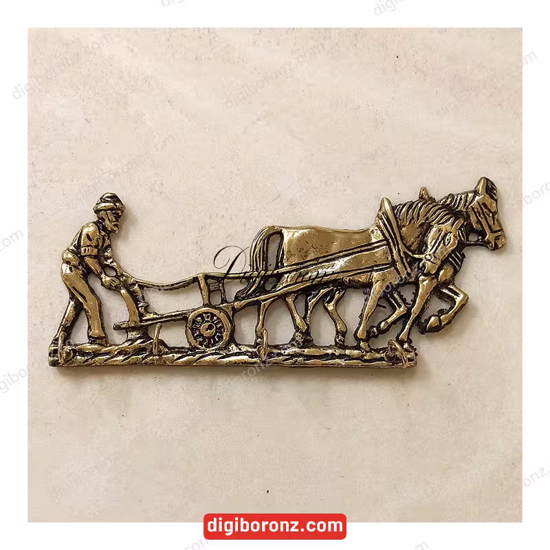 جا کلیدی برنجی برنزی کشاورز سیاه قلم 4 آویزه