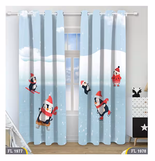 پرده چاپی طرح پنگوئن کد FL1978