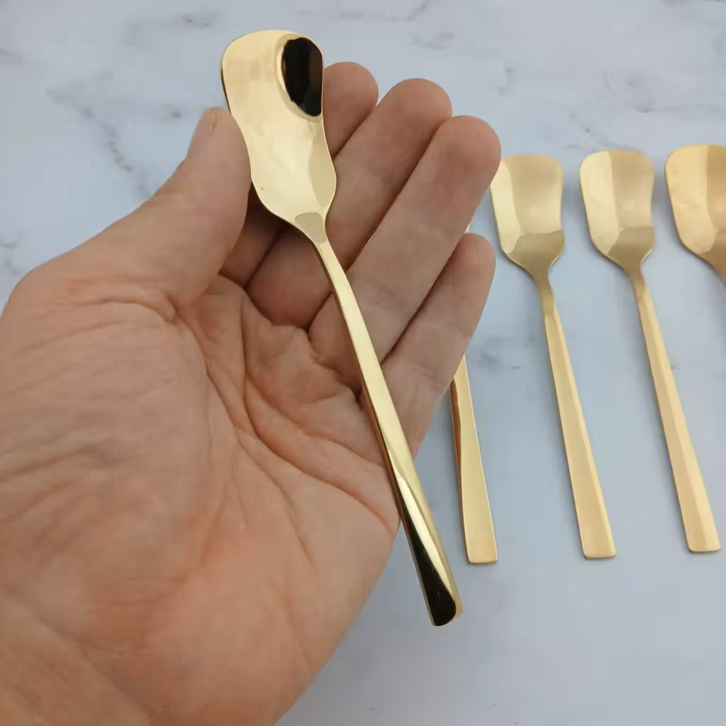 قاشق بستنی مدل نیوبرلین طلایی بسته 5 عددی