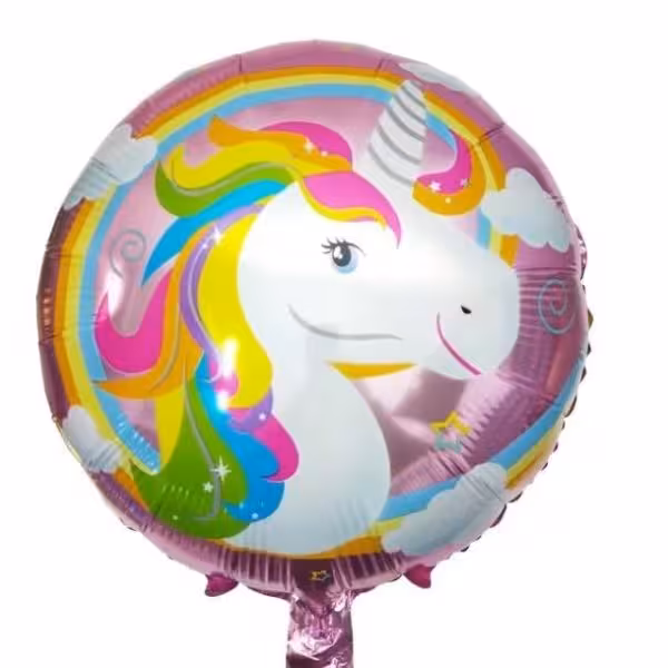 بادکنک فویلی گرد طرح اسب تک شاخ