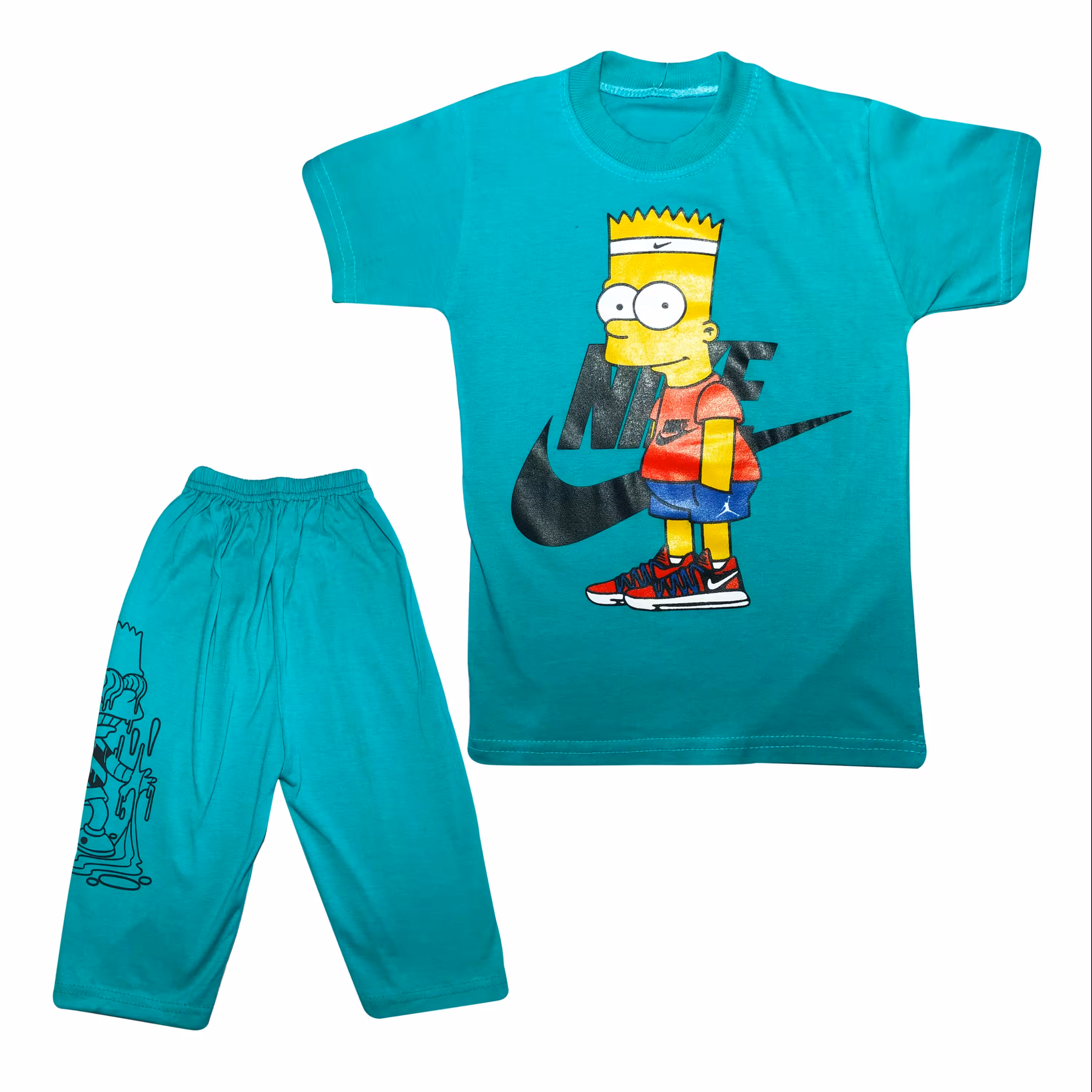 ست تی شرت آستین کوتاه و شلوارک پسرانه مدل پی فور کد 1031