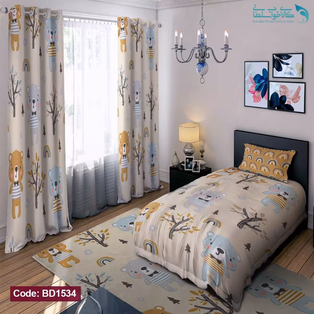 روتختی طرح خرسی یکنفره کد BD1534