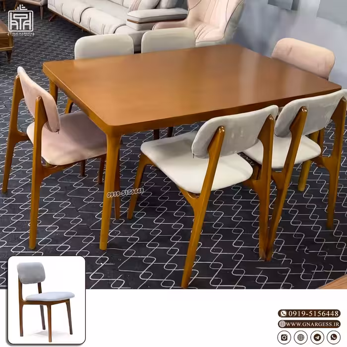 میز ناهارخوری جدید پرومکس 4 نفره چوبی با میز 4 نفره (هزینه ارسال پس کرایه میباشد)