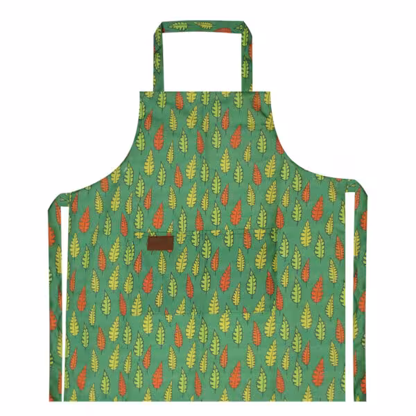 پاییز پیشبند زمینه سبز طرح برگ های رنگی