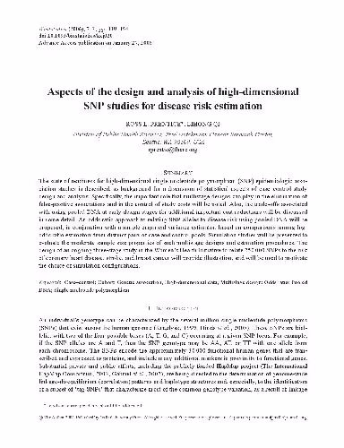 خرید و دانلود نسخه کامل کتاب Aspects of the design and analysis of high-dimensional SNP studies for disease risk estimation