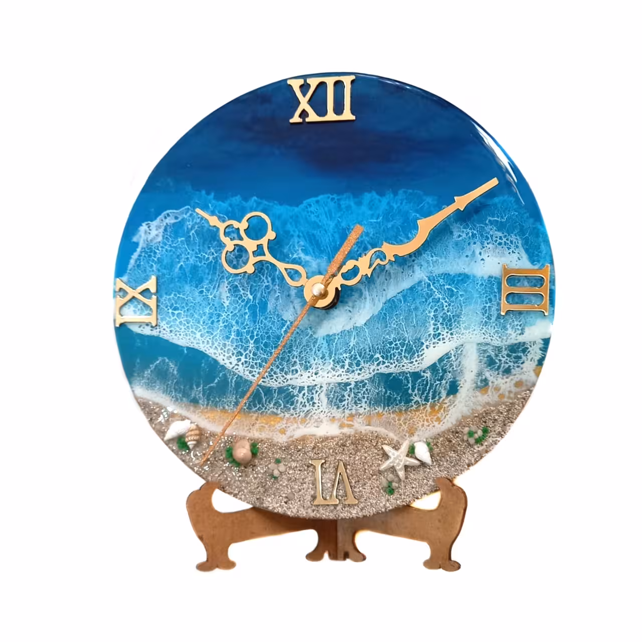 ساعت رومیزی دایره رزینی طرح دریا کد sd001