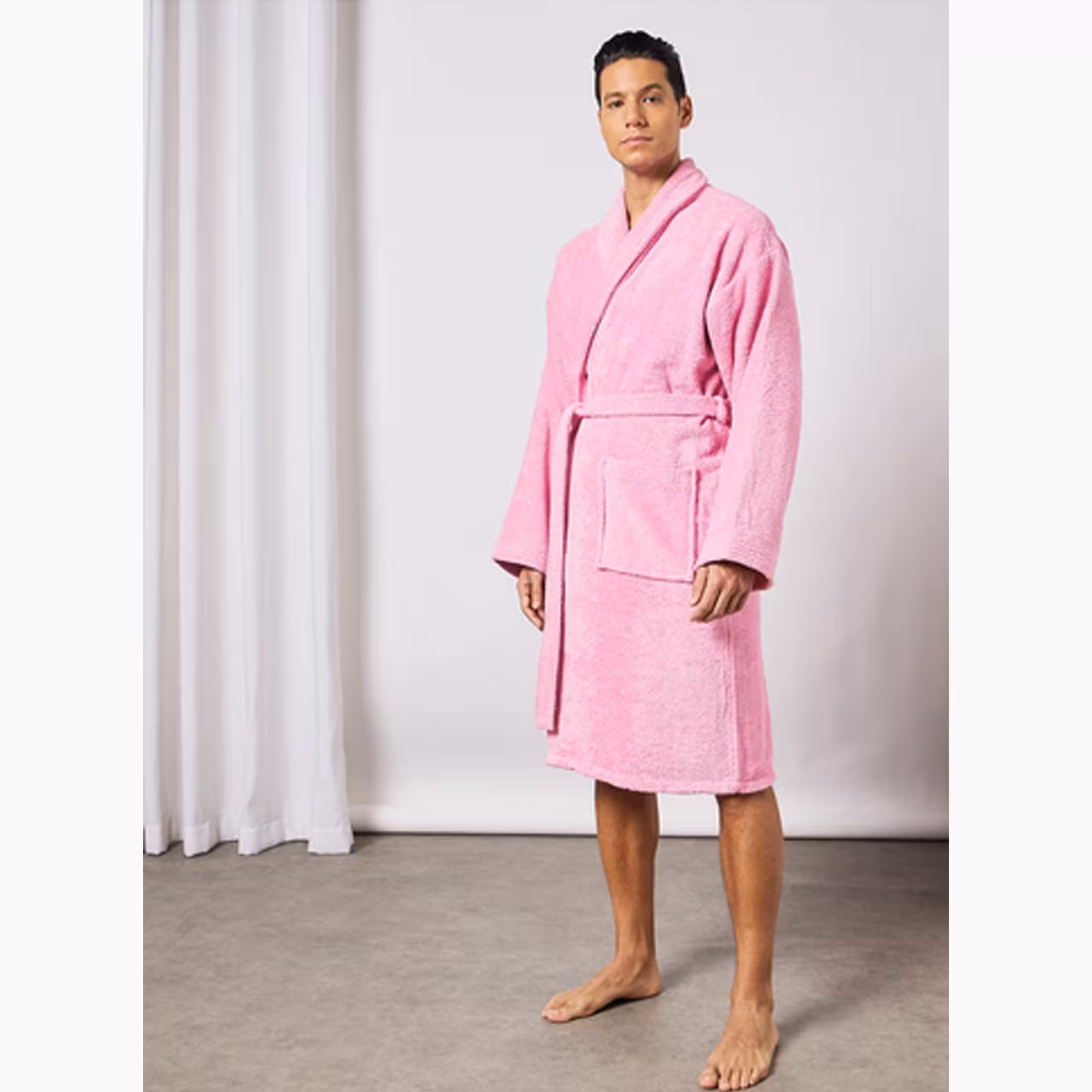 حوله حمام زنانه و مردانه رنگ صورتی Bathrobe – 400 GSM 100% Cotton Terry Silky Soft Spa