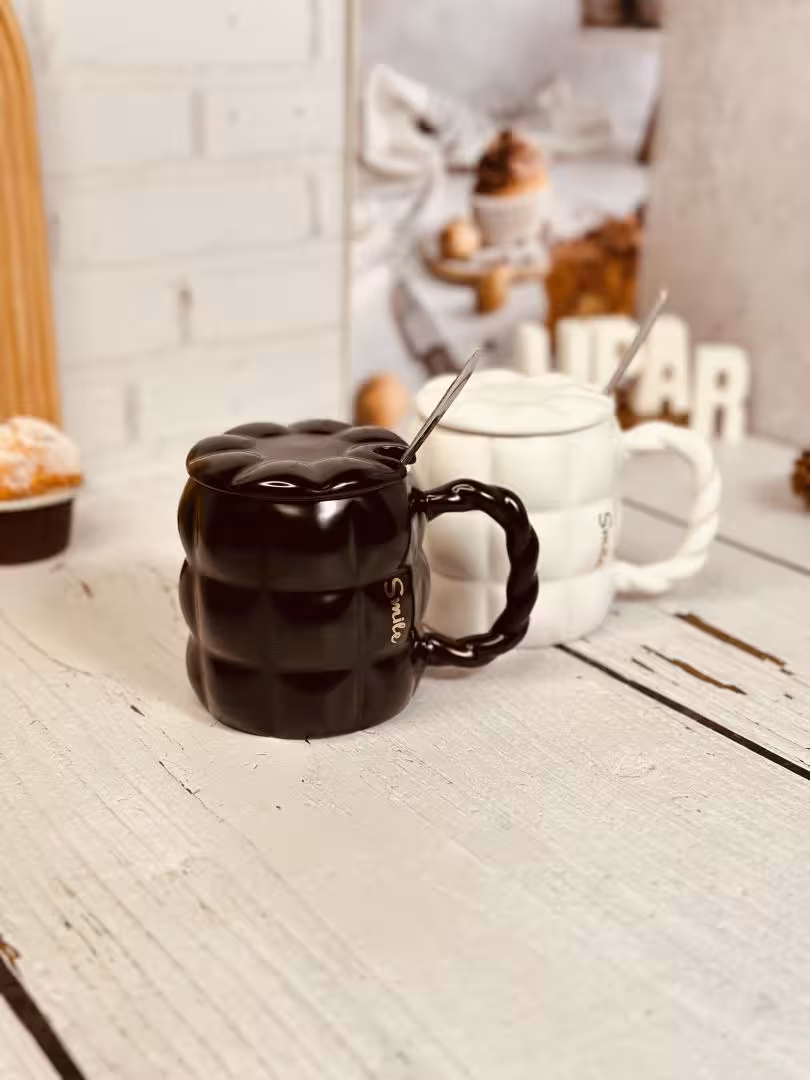 ماگ سفید مشکی SMILE کد 2727