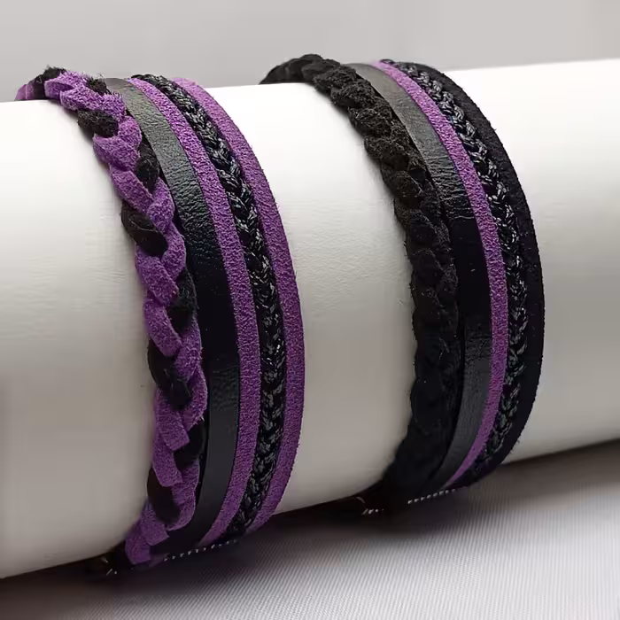 دستبند مدل چرمی مجموعه 2 عددی