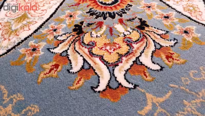 فرش ماشینی زمرد مشهد مدل کیمیا زمینه آبی