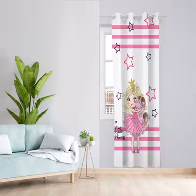 پرده مدل دختر تاج دار مخمل پانچی کد 4532 سایز 140x280 سانتی متر