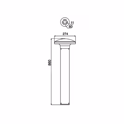  چراغ چمنی 18 وات گلنور مدل اریس