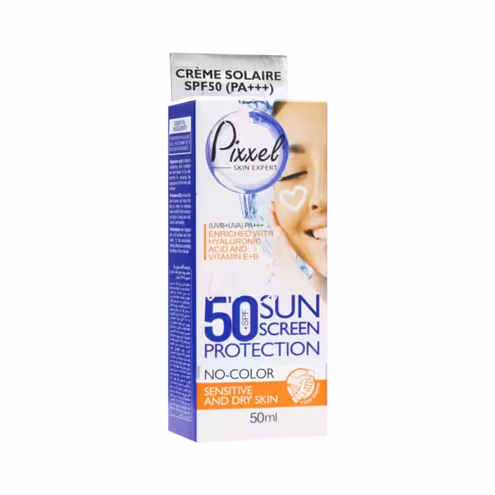 کرم ضد آفتاب SPF50 پوست خشک بی رنگ پیکسل