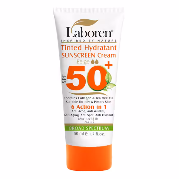 ضد آفتاب رنگ بژ لابورن مناسب پوست چرب و جوش دار SPF50 حجم 50 میل