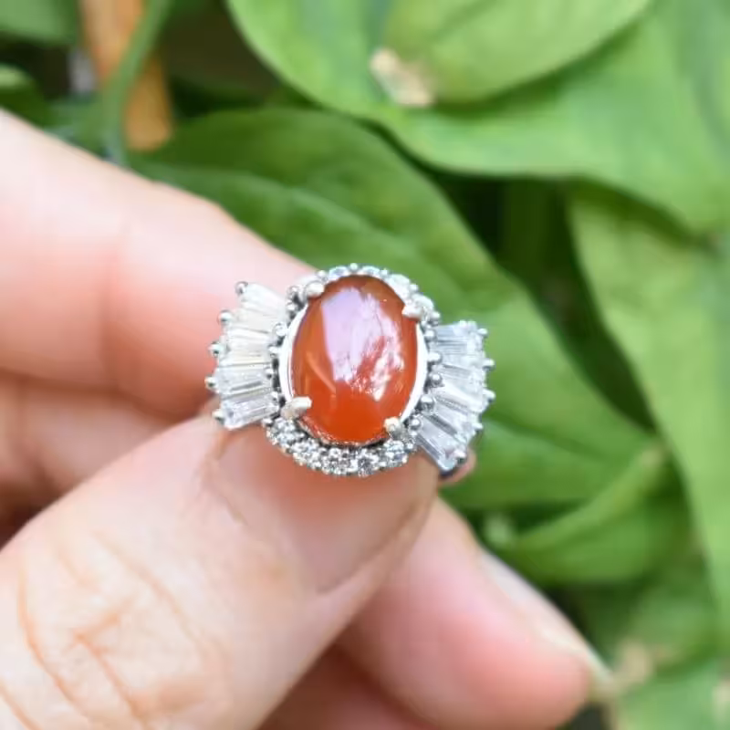 انگشتر نقره زنانه عقیق یمنی بسیار زیبا آقابزرگ کد 558