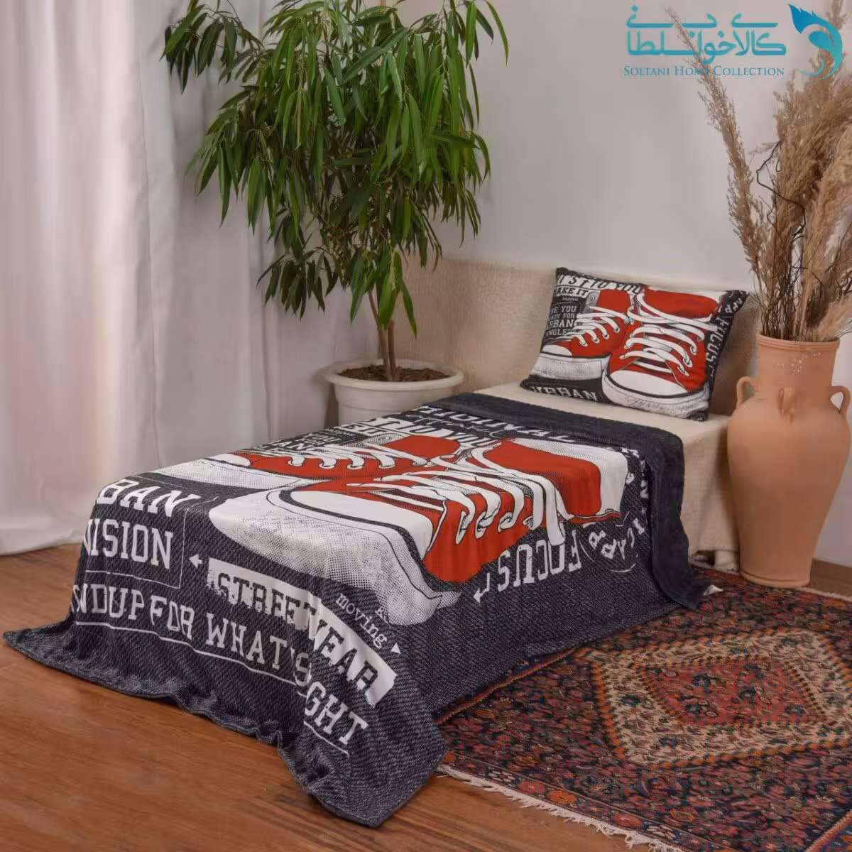 پتو روتختی عروسکی یکنفره طرح کتونی ALL STAR کد P254