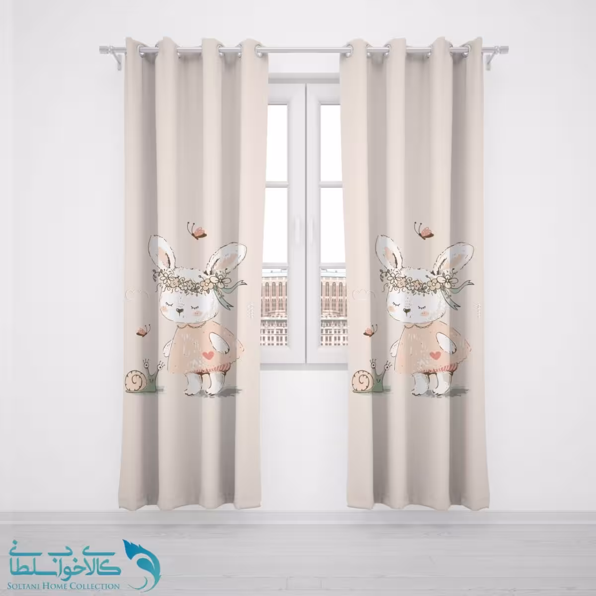 پرده پانچی اتاق کودک طرح خرگوش کوچولو کد A2744