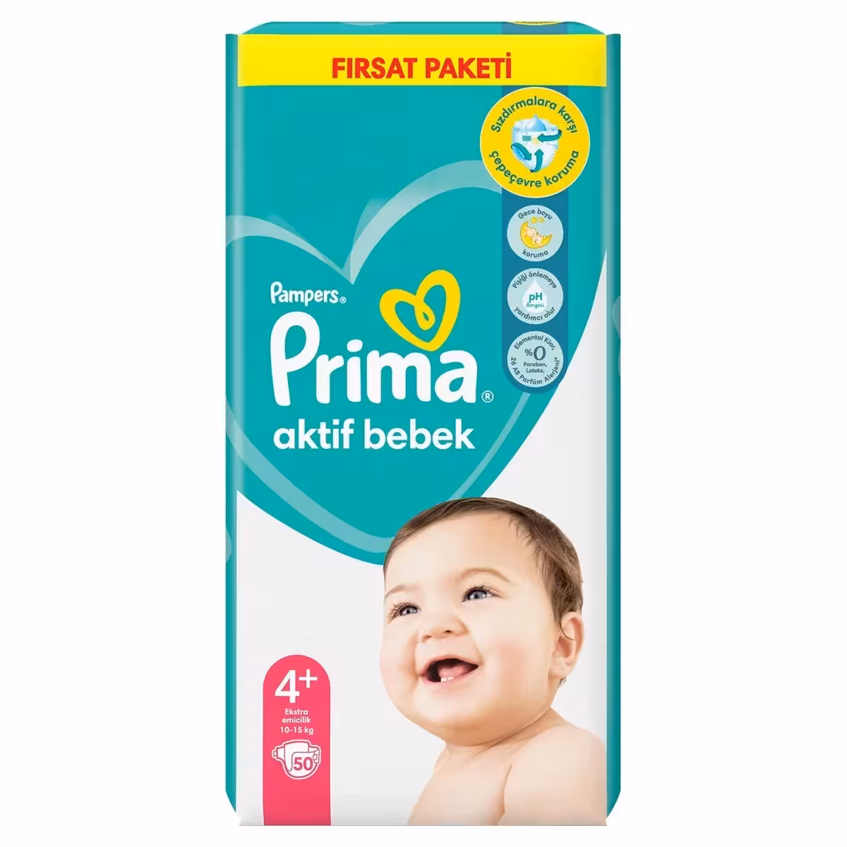 پوشک کودک پریما مدل Aktif bebek سایز 4 بسته 50 عددی