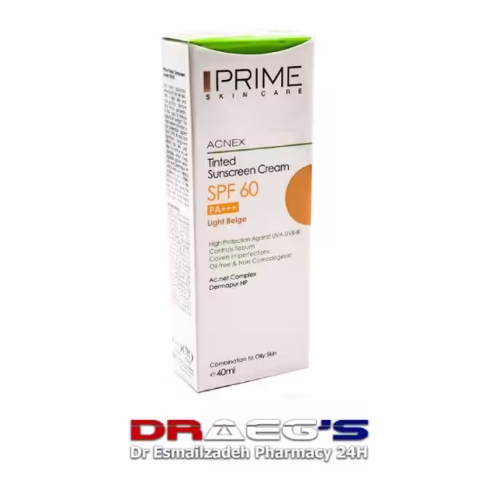 پریم ضد آفتاب رنگی مناسب پوست چرب و مختلطPRIME SUNSCREEN CREAM SPF60 TINTED  LIGHT BEIGE