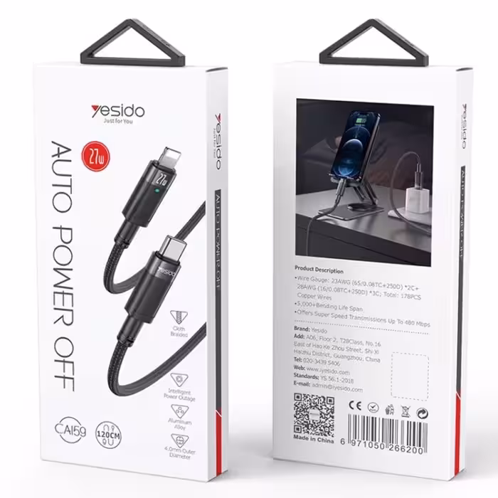 کابل شارژ تایپ سی به لایتنینگ یسیدو مدل YESIDO CA159