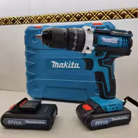 دریل شارژی چکشی 88 ولت ماکیتا دوباتری سه نظام فلزی دارای تراز پیچگوشتی شارژی 88 ولت ماکیتا با کیف و لوازم جانبی کامل
