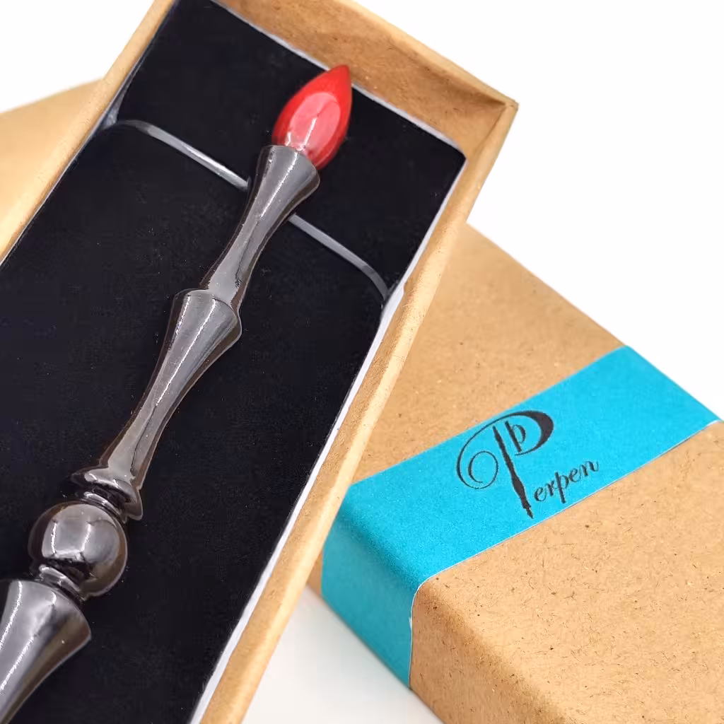 دسته قلم فلزی نفیس خاتم و سنگ (پر پن) کد 1-10248