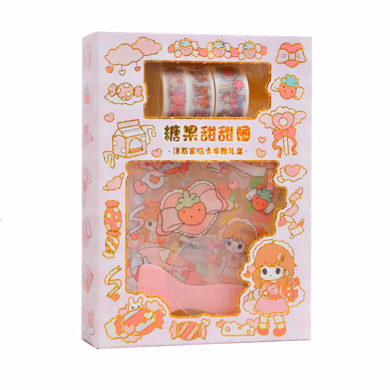 چسب نواری مدل واشی طرح دختر به همراه استیکر بسته 8 عددی | چاوه