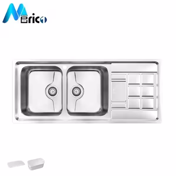 سینک کن کد P-8022 توکار دو لگنه