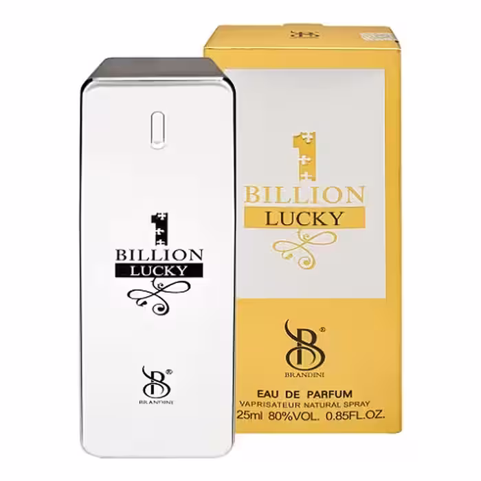 BRANDINI 1 BILLION LUCKY برندینی وان بیلیون لاکی عطر مردانه رایحه گرم شیرین